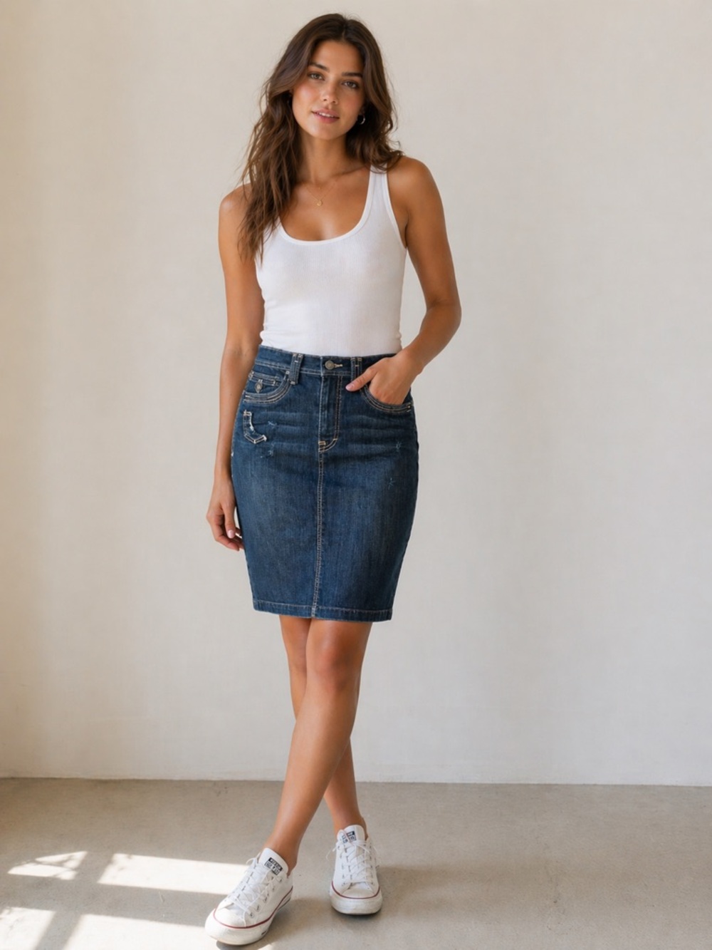 TAVERNITI SO || Jeans Dark Blue Denim Pencil Skirt. Sz. 30